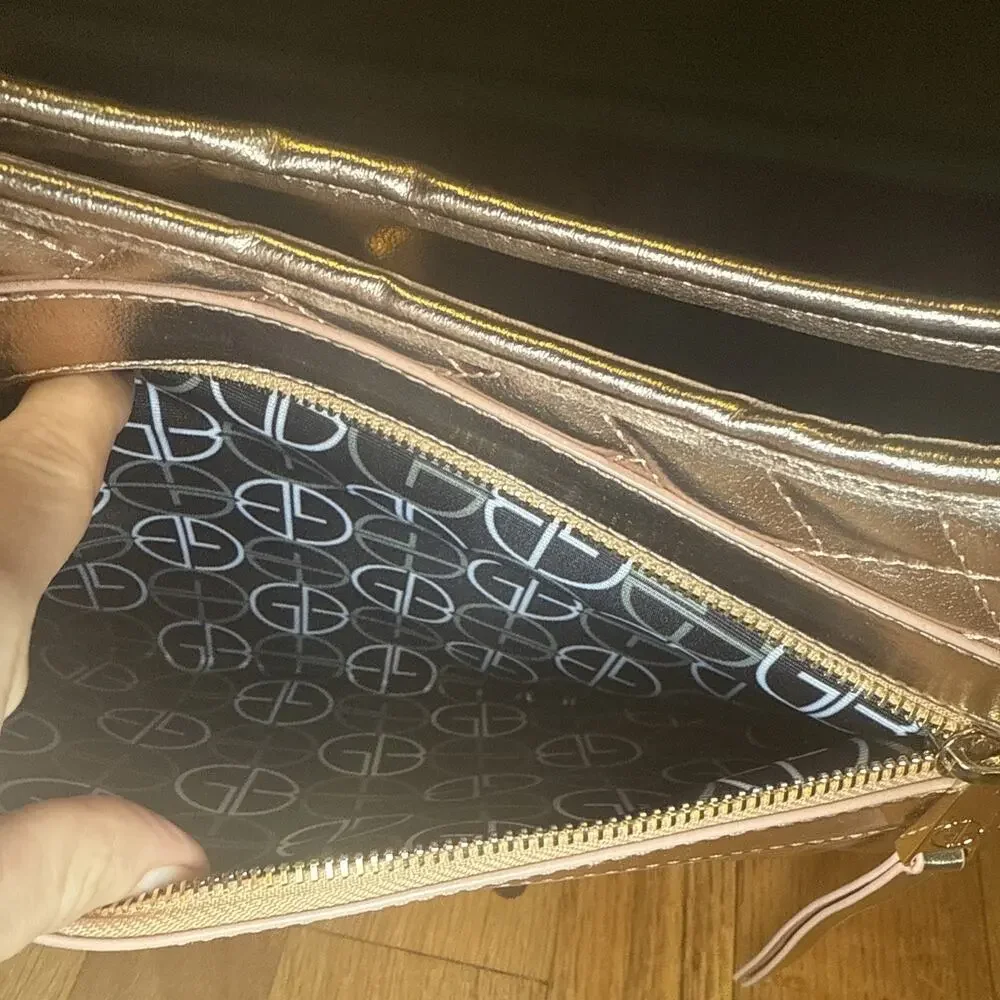 Gianni Bini Pink Gold Quilted Hobo Handbag Women's Shoulder Purse Spacious Tote